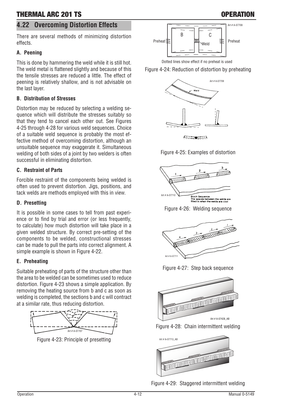 22 overcoming distortion effects, Overcoming distortion effects -12, Thermal arc 201 ts operation | Tweco 201 ts Thermal Arc User Manual | Page 38 / 48
