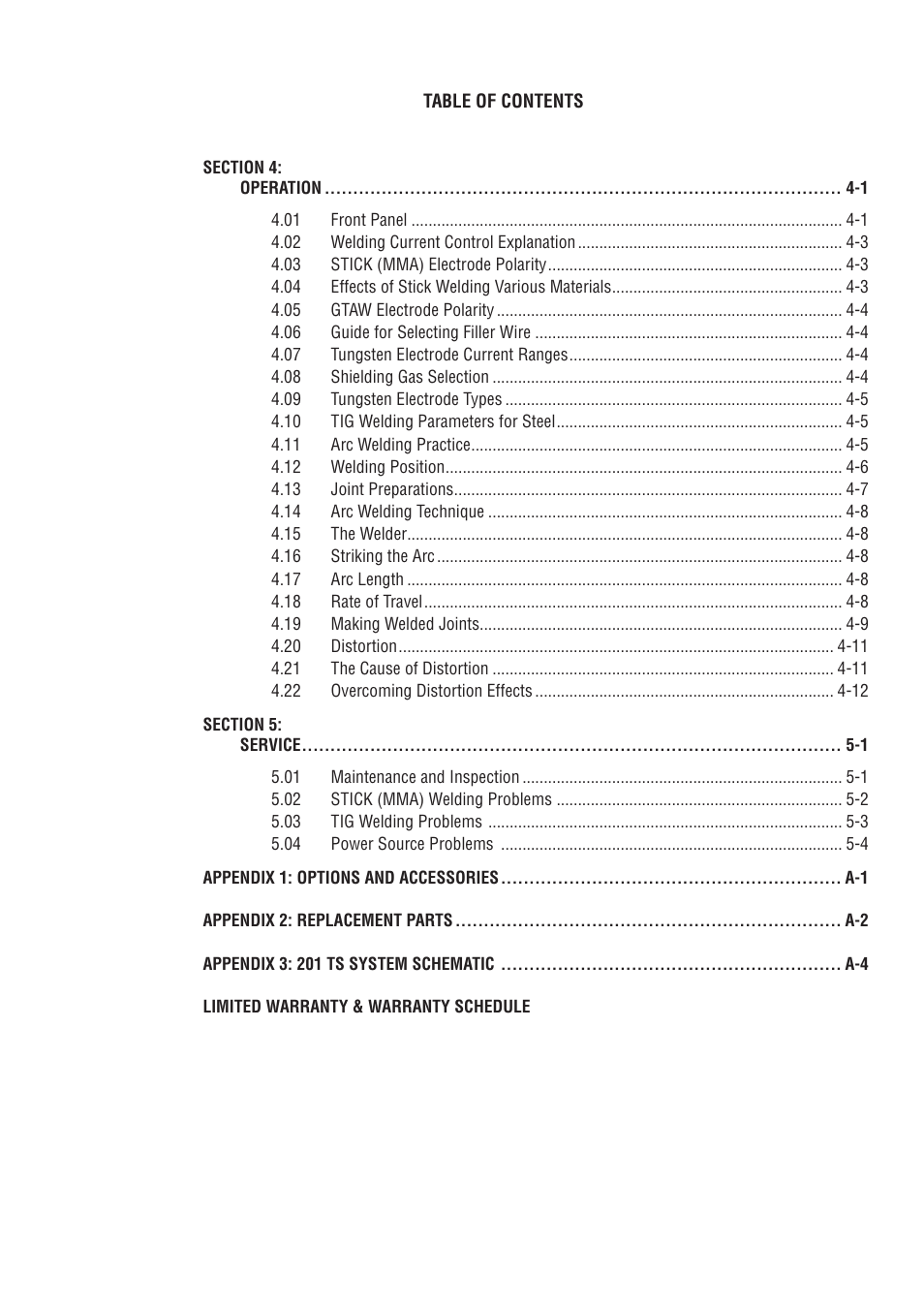 Tweco 201 ts Thermal Arc User Manual | Page 5 / 48