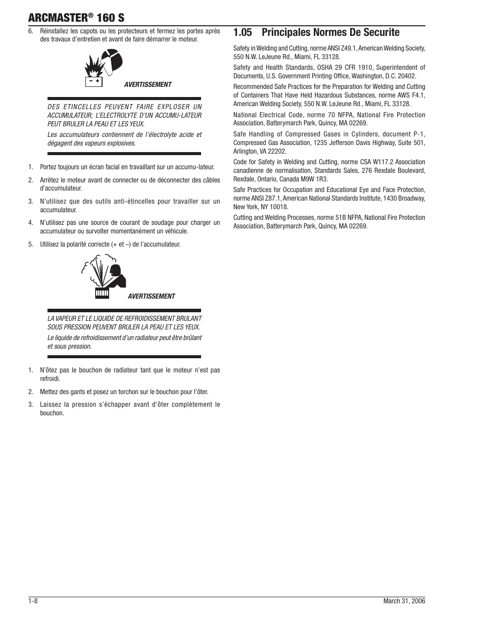 Arcmaster, 160 s, 05 principales normes de securite | Tweco 160 S Arcmaster User Manual | Page 14 / 54
