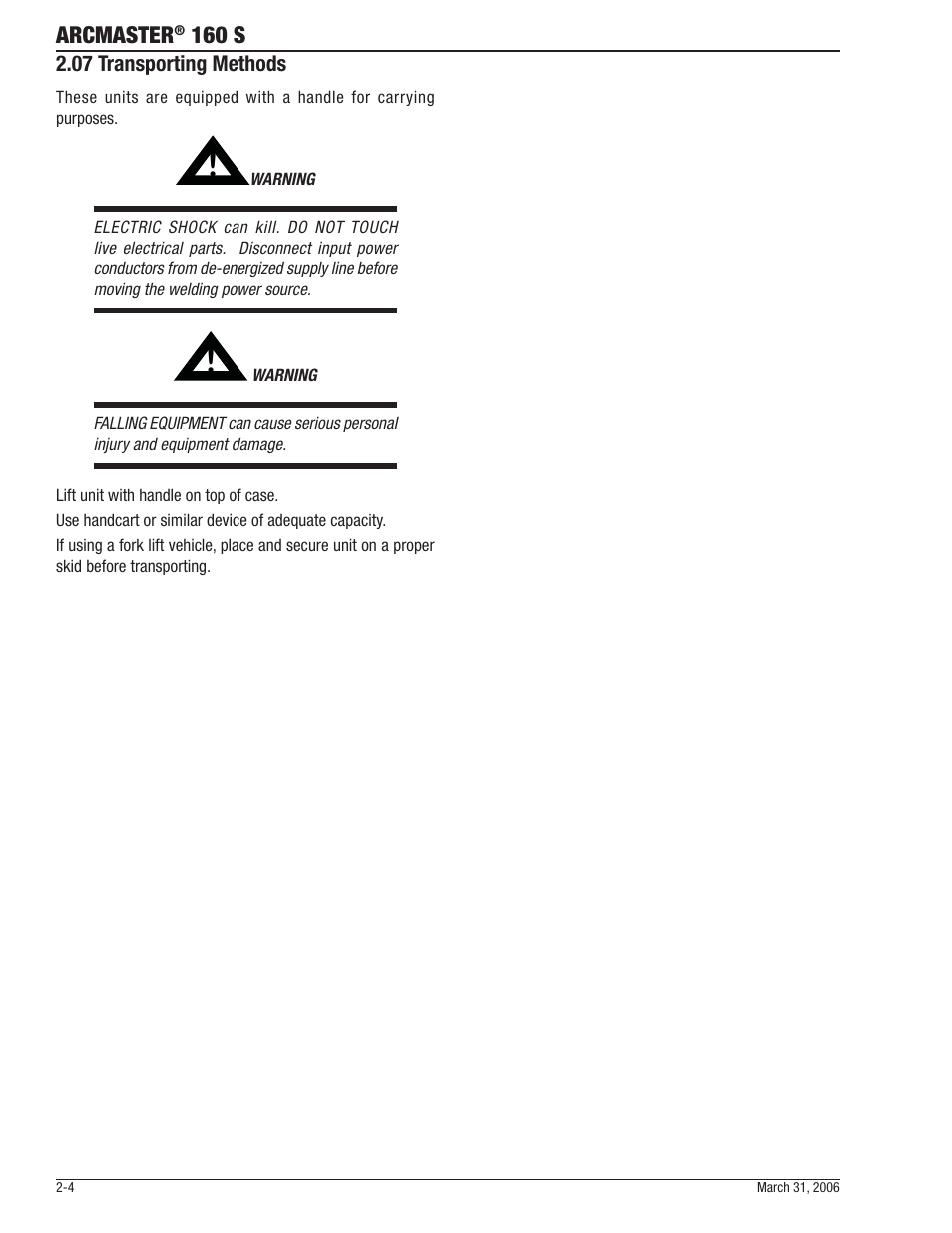 Arcmaster, 160 s | Tweco 160 S Arcmaster User Manual | Page 18 / 54