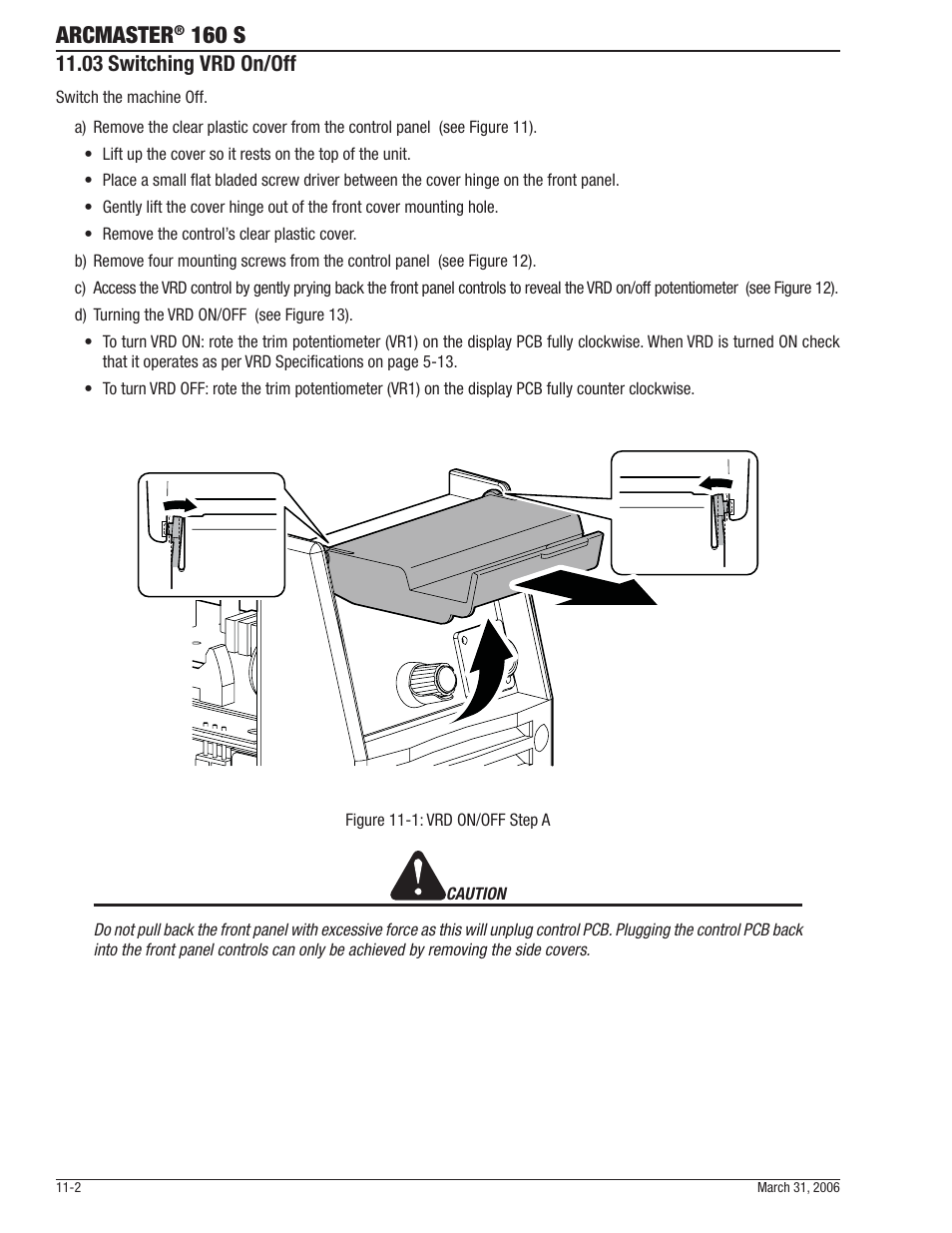 Arcmaster, 160 s, 03 switching vrd on/off | Tweco 160 S Arcmaster User Manual | Page 42 / 54