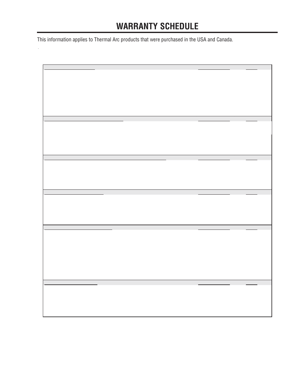 Warranty schedule, April 2006 | Tweco 160 S Arcmaster User Manual | Page 51 / 54