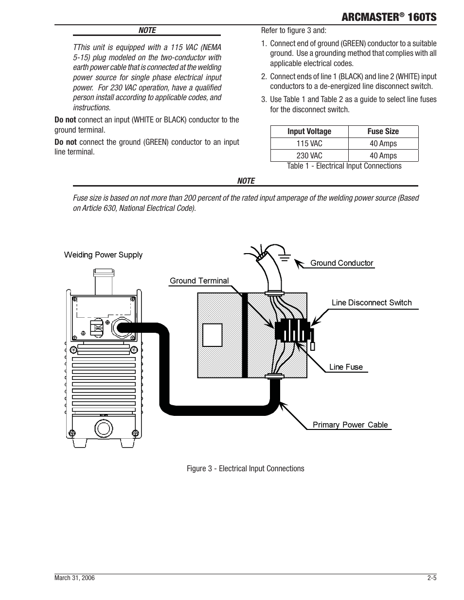 Arcmaster, 160ts | Tweco 160 TS Arcmaster User Manual | Page 19 / 60