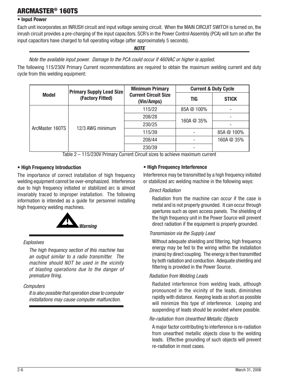 Arcmaster, 160ts | Tweco 160 TS Arcmaster User Manual | Page 20 / 60