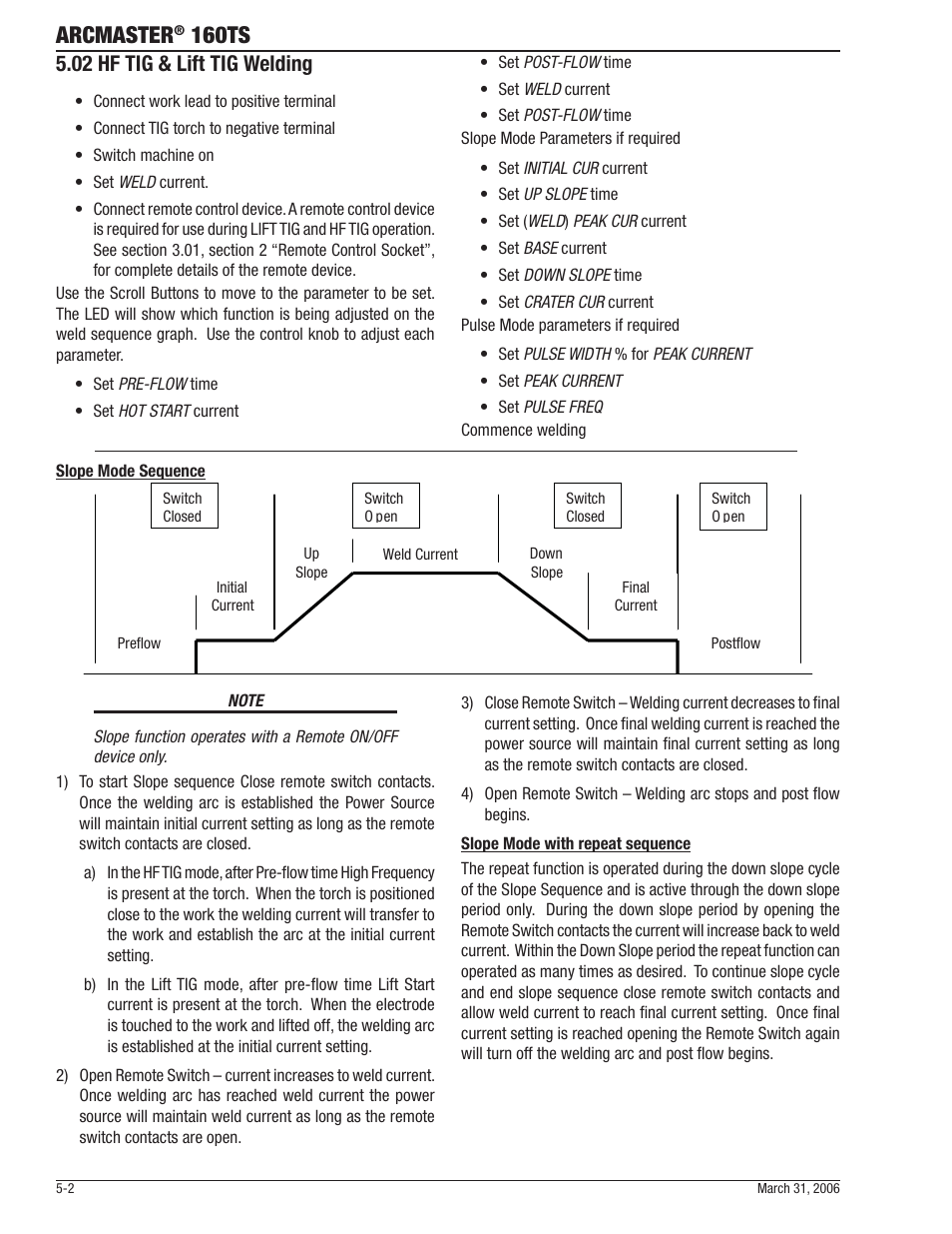 Arcmaster, 160ts, 02 hf tig & lift tig welding | Tweco 160 TS Arcmaster User Manual | Page 32 / 60