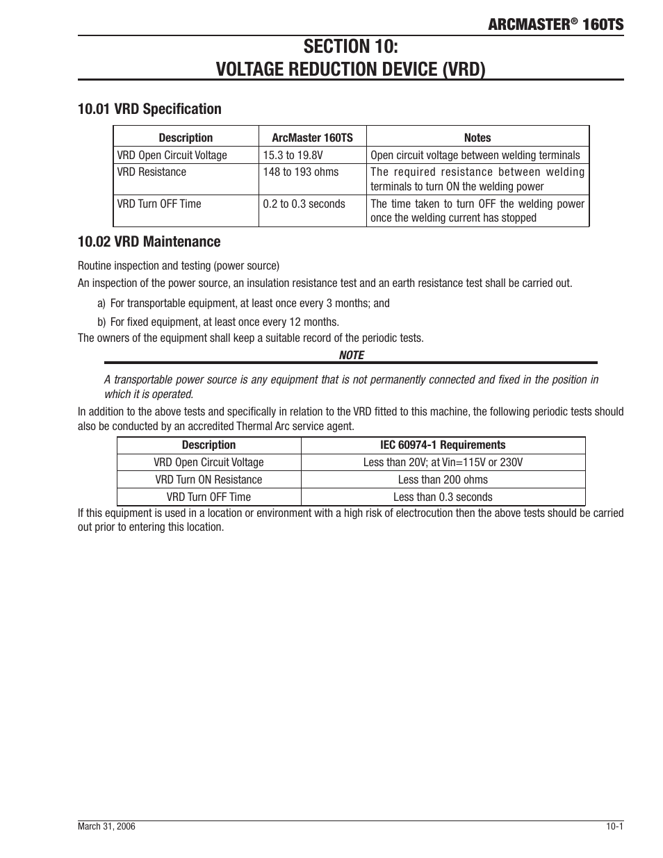 Arcmaster, 160ts | Tweco 160 TS Arcmaster User Manual | Page 45 / 60