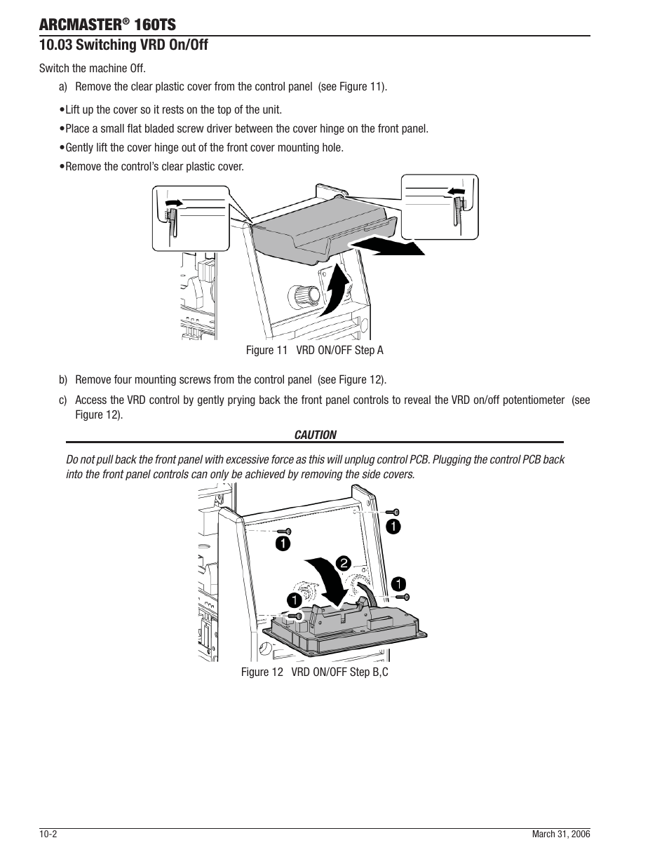 Arcmaster, 160ts, 03 switching vrd on/off | Tweco 160 TS Arcmaster User Manual | Page 46 / 60