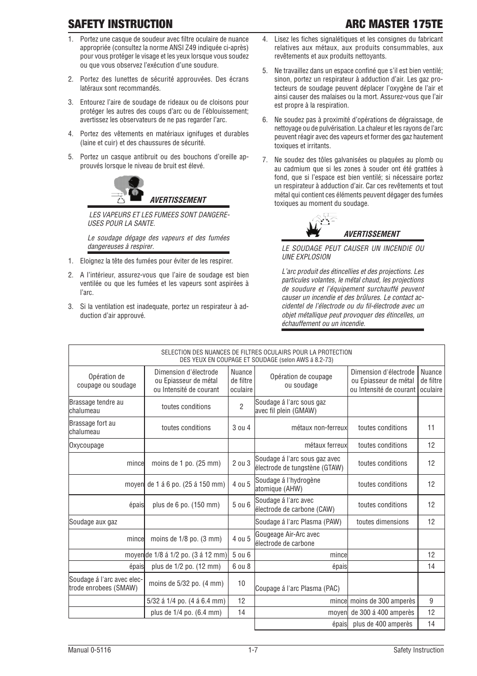 Safety instruction arc master 175te | Tweco 175 TE Arcmaster User Manual | Page 13 / 52