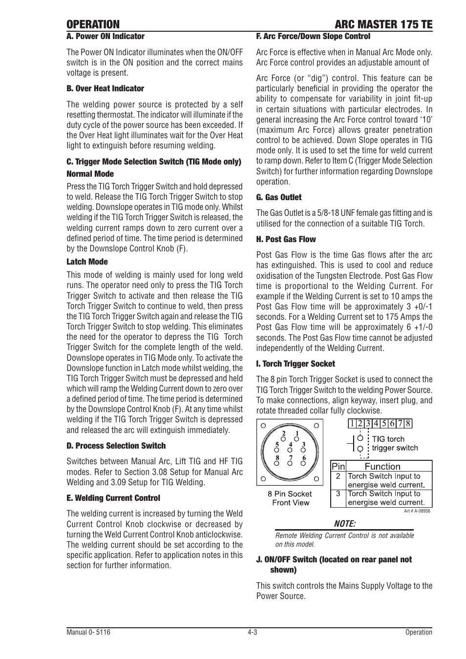 Operation arc master 175 te | Tweco 175 TE Arcmaster User Manual | Page 31 / 52