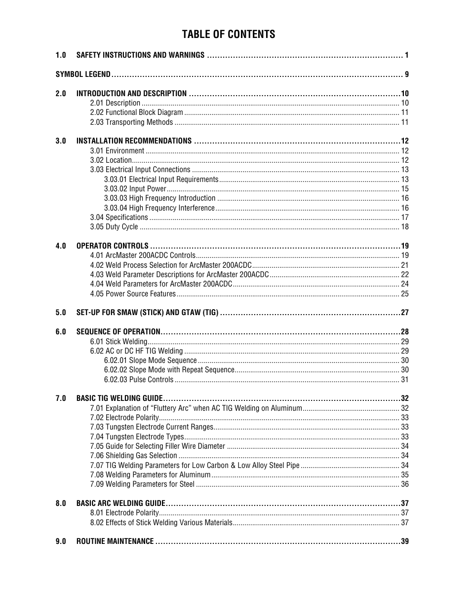 Tweco 200 ACDC Arcmaster(Feb2006) User Manual | Page 4 / 66