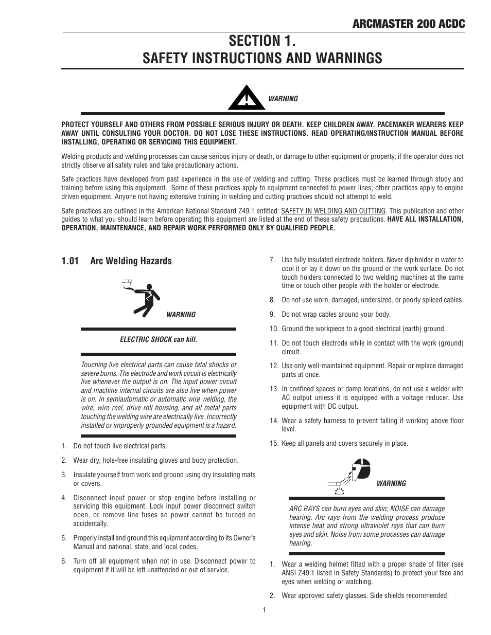 Arcmaster 200 acdc | Tweco 200 ACDC Arcmaster(Feb2006) User Manual | Page 7 / 66