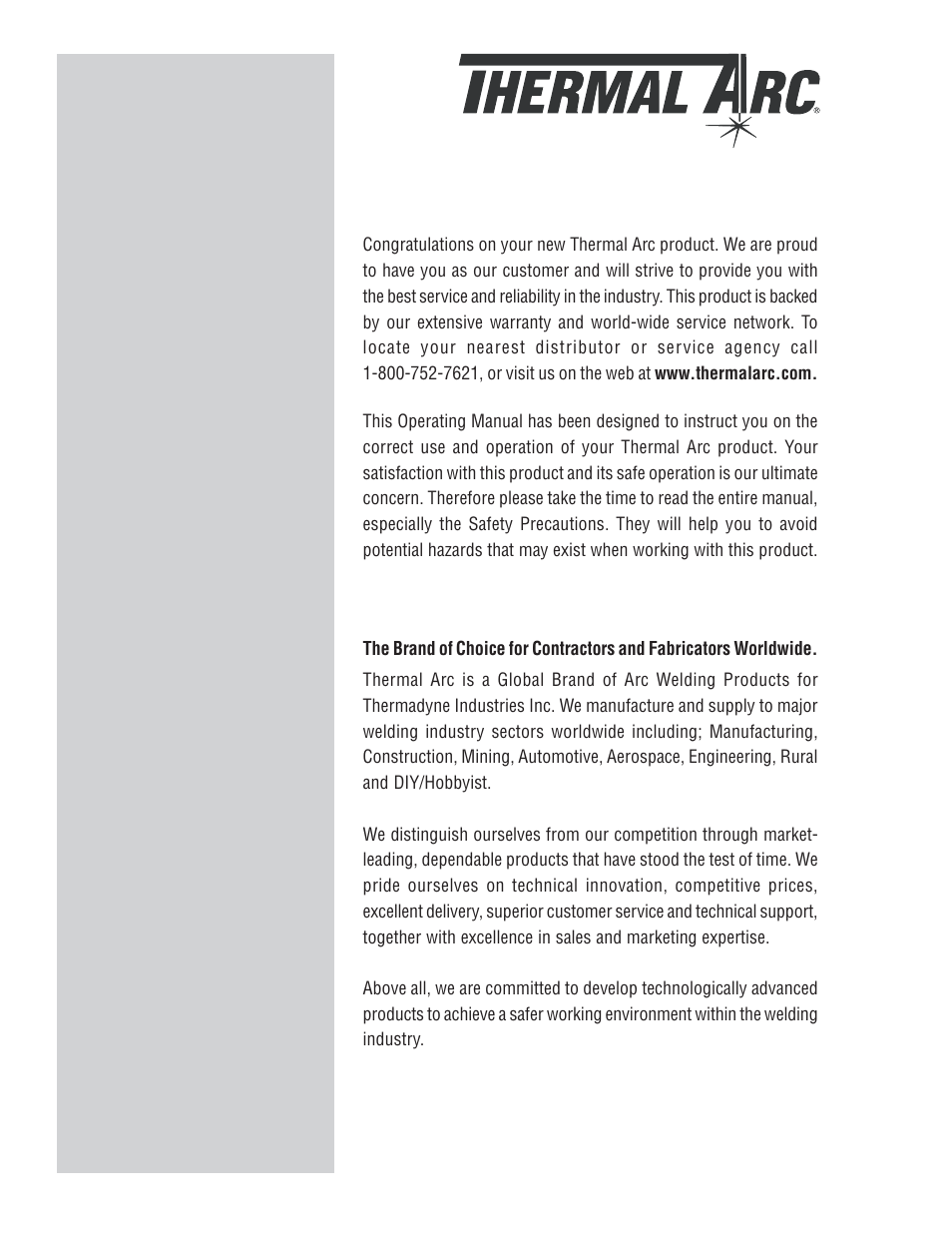 We appreciate your business, You are in good company | Tweco 200 ACDC Arcmaster(April2006) User Manual | Page 2 / 72