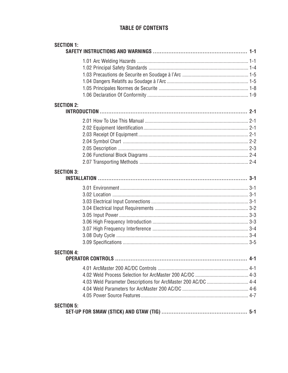 Tweco 200 ACDC Arcmaster(April2006) User Manual | Page 4 / 72