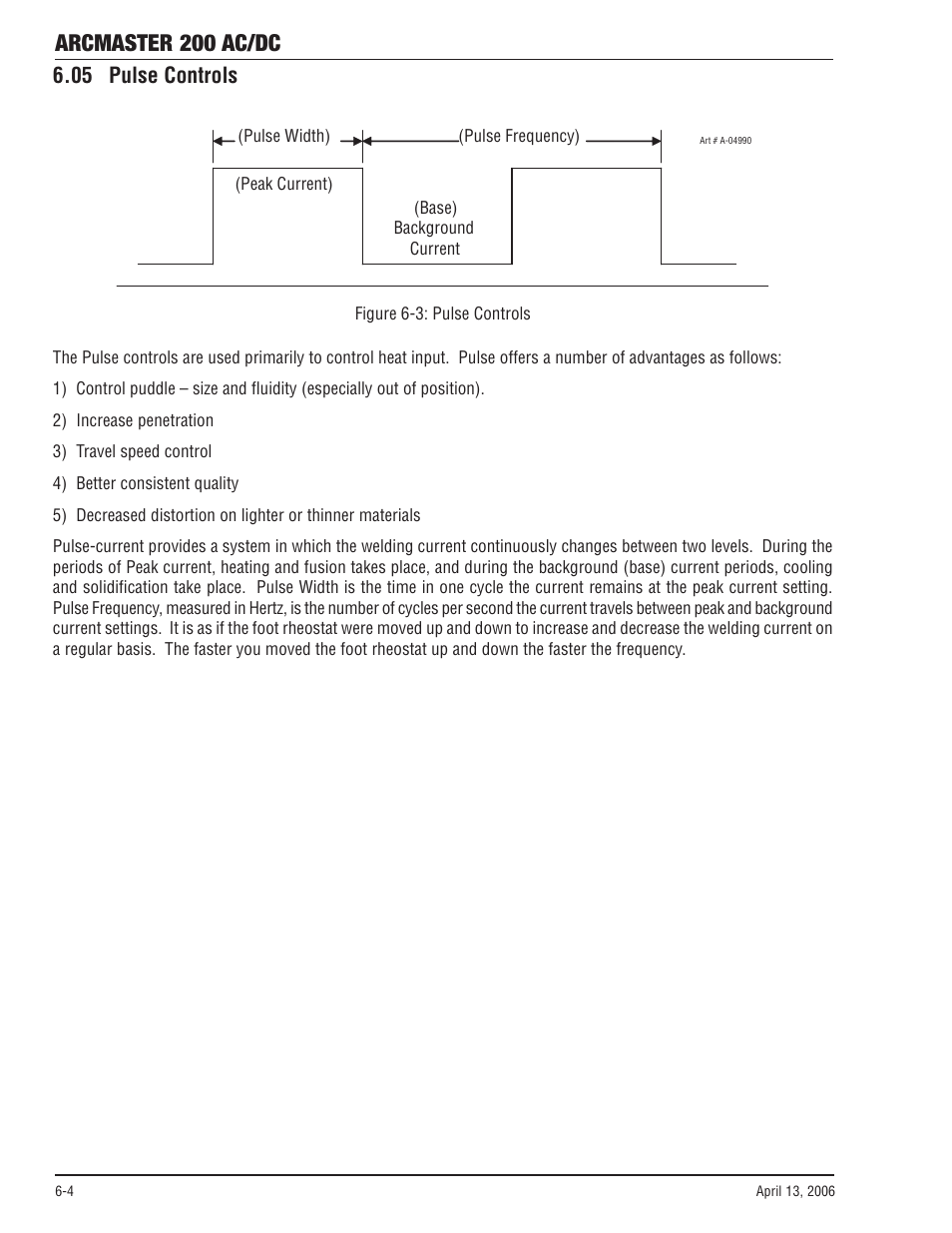 05 pulse controls, 05 pulse controls -4, Arcmaster 200 ac/dc | Tweco 200 ACDC Arcmaster(April2006) User Manual | Page 40 / 72