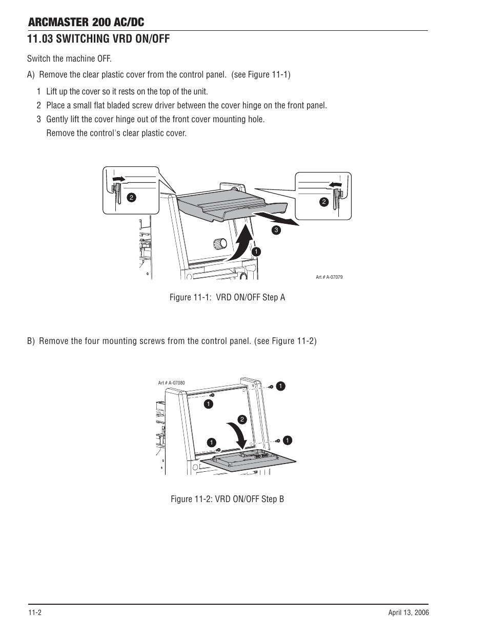 03 switching vrd on/off, 03 switching vrd on/off -2, Arcmaster 200 ac/dc | Tweco 200 ACDC Arcmaster(April2006) User Manual | Page 58 / 72