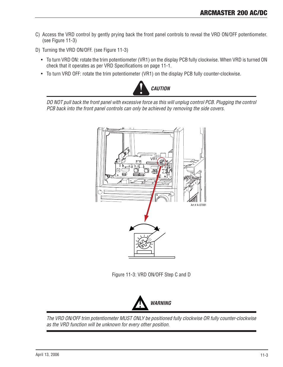 Arcmaster 200 ac/dc | Tweco 200 ACDC Arcmaster(April2006) User Manual | Page 59 / 72