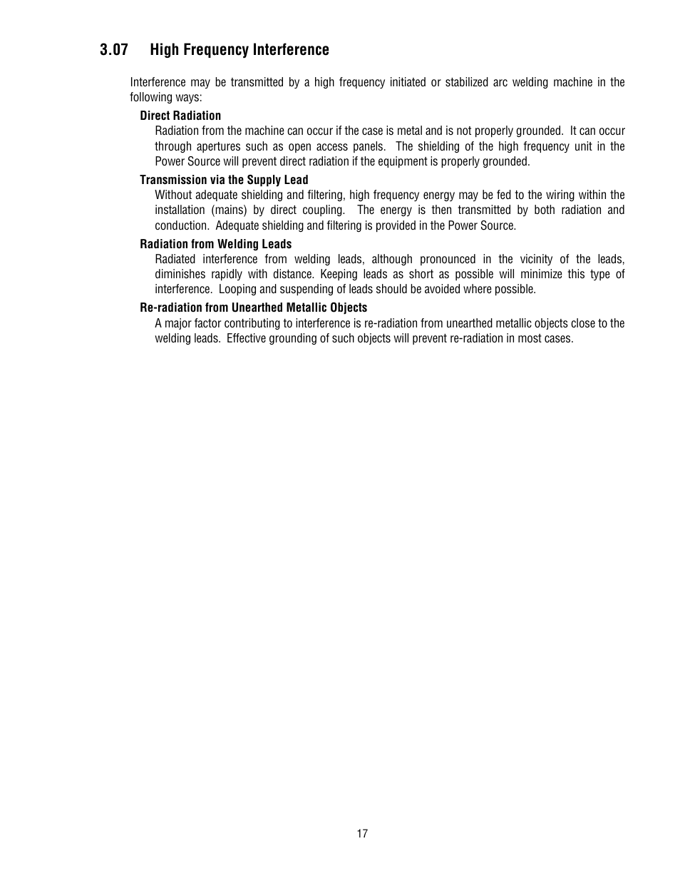 07 high frequency interference | Tweco 300 ACDC Arcmaster User Manual | Page 23 / 66