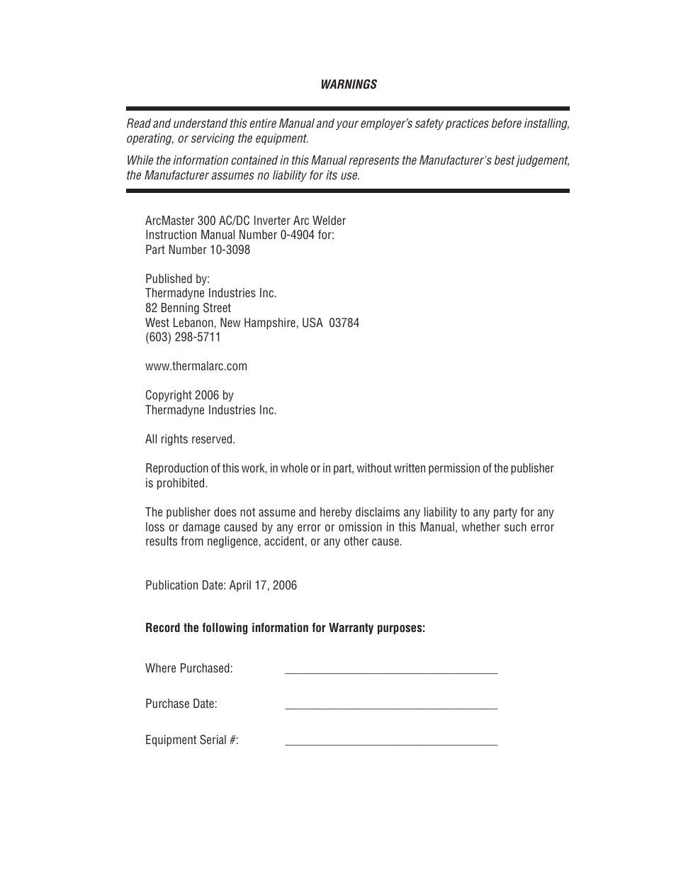 Tweco 300 ACDC Arcmaster User Manual | Page 3 / 66