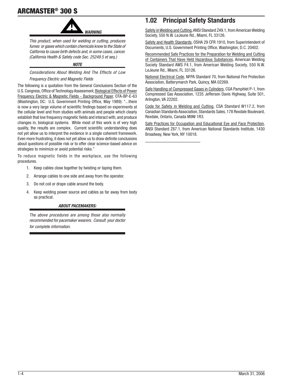 Arcmaster, 300 s, 02 principal safety standards | Tweco 300 S Arcmaster User Manual | Page 10 / 60