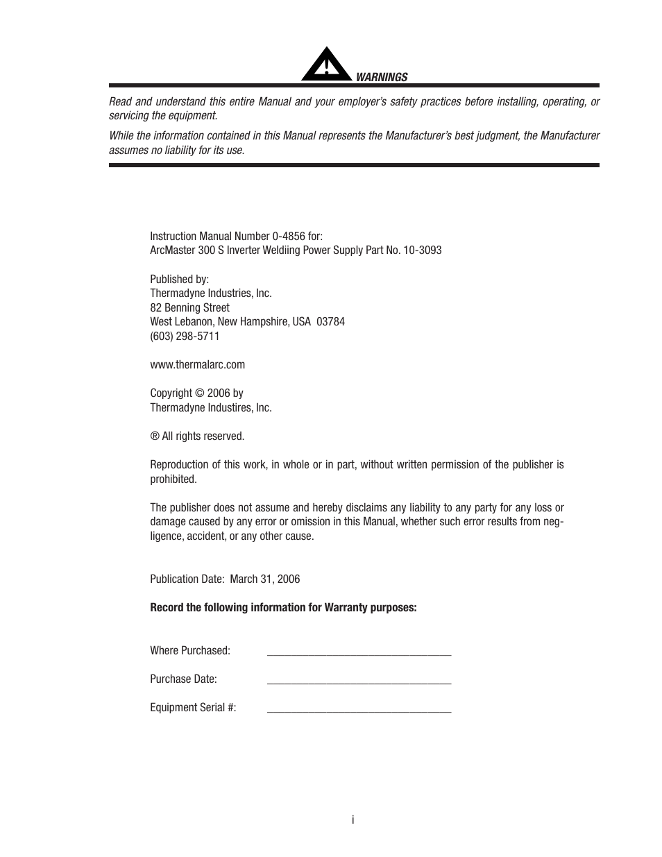 Tweco 300 S Arcmaster User Manual | Page 3 / 60