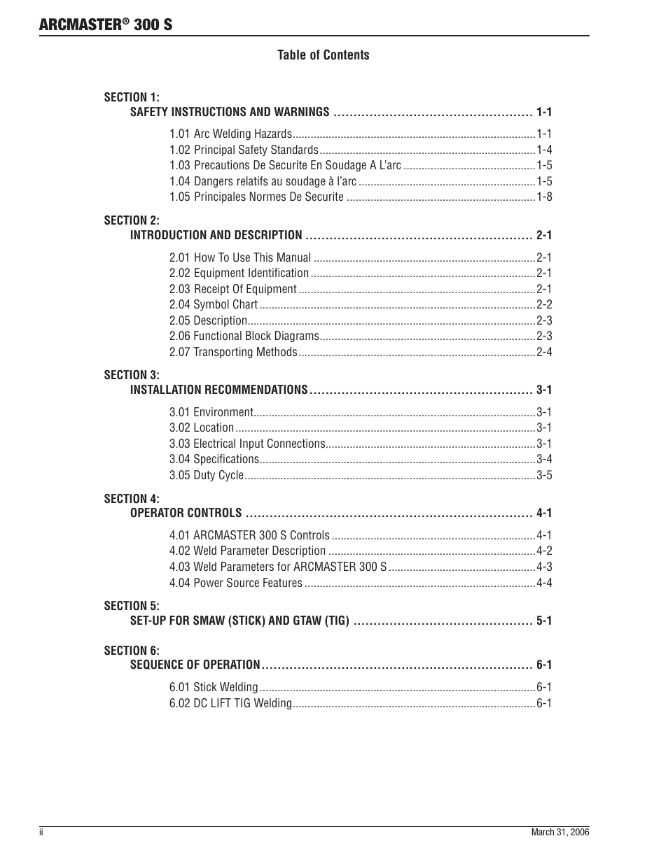 Arcmaster, 300 s | Tweco 300 S Arcmaster User Manual | Page 4 / 60