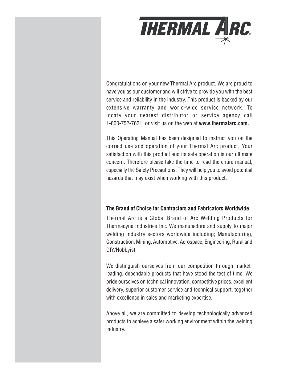 We appreciate your business, You are in good company | Tweco 300 TS Arcmaster(April2006) User Manual | Page 2 / 66
