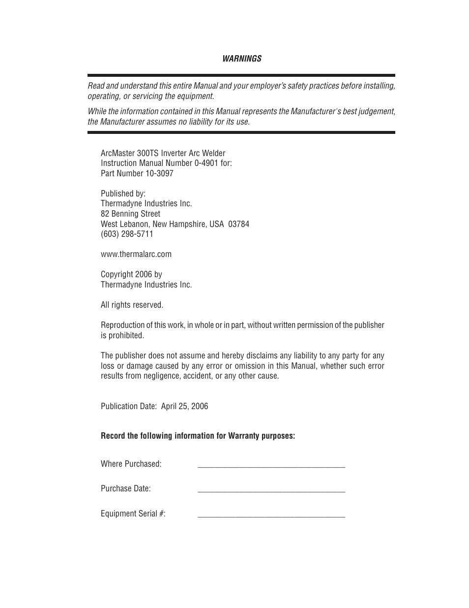 Tweco 300 TS Arcmaster(April2006) User Manual | Page 3 / 66