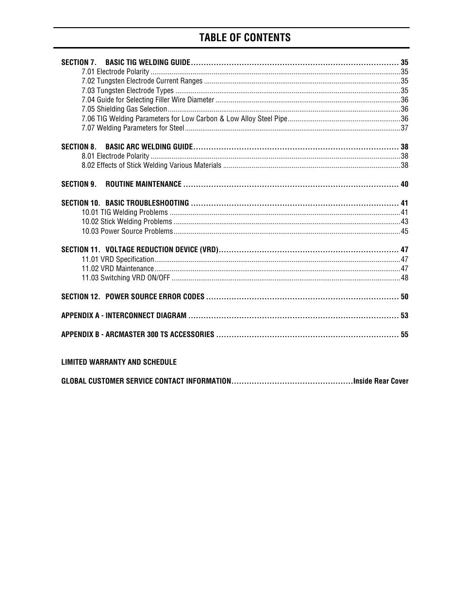 Tweco 300 TS Arcmaster(April2006) User Manual | Page 5 / 66