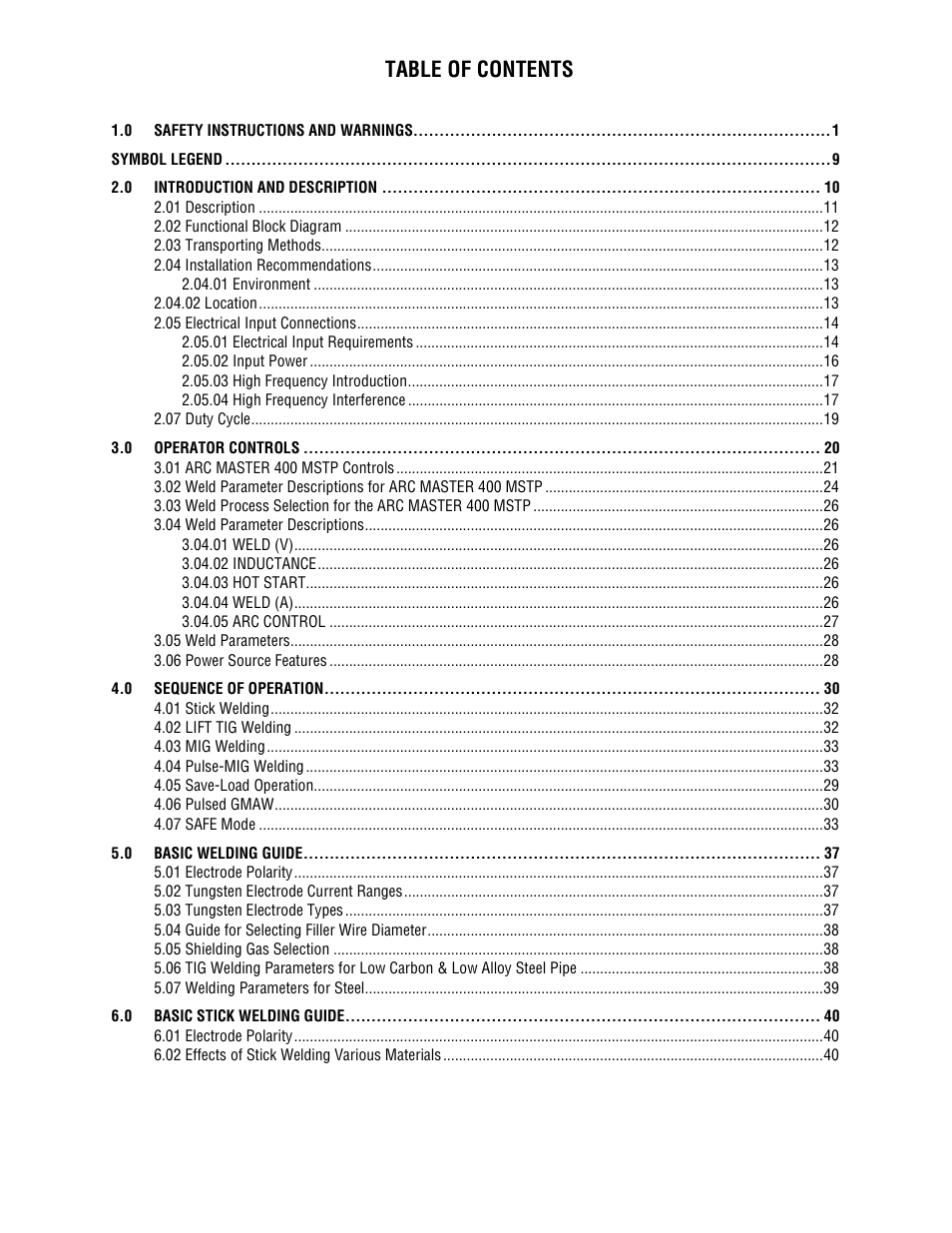 Tweco 400 MSTP Arcmaster User Manual | Page 5 / 78