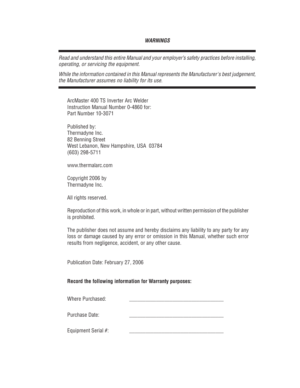 Tweco 400 TS Arcmaster User Manual | Page 3 / 66