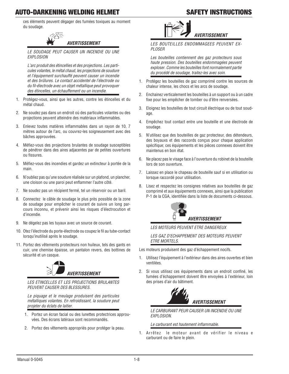 Auto-darkening welding helmet safety instructions | Tweco Auto Darkening Welding Helmet User Manual | Page 13 / 37