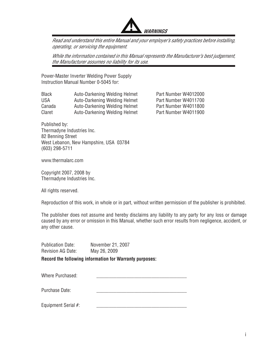 Tweco Auto Darkening Welding Helmet User Manual | Page 3 / 37