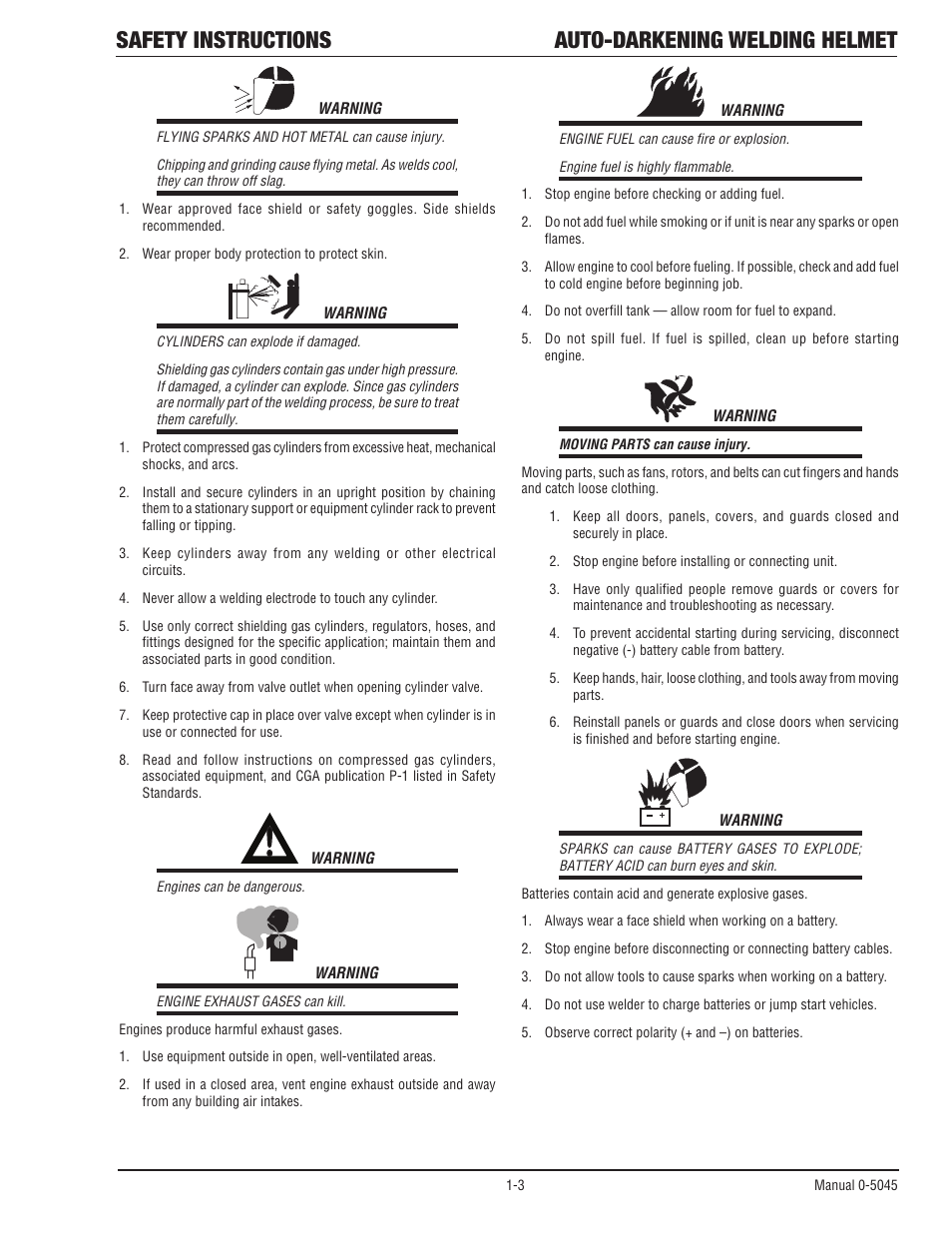 Safety instructions auto-darkening welding helmet | Tweco Auto Darkening Welding Helmet User Manual | Page 8 / 37