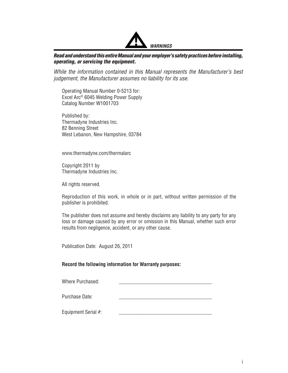 Tweco 6045 Excel Arc User Manual | Page 3 / 48