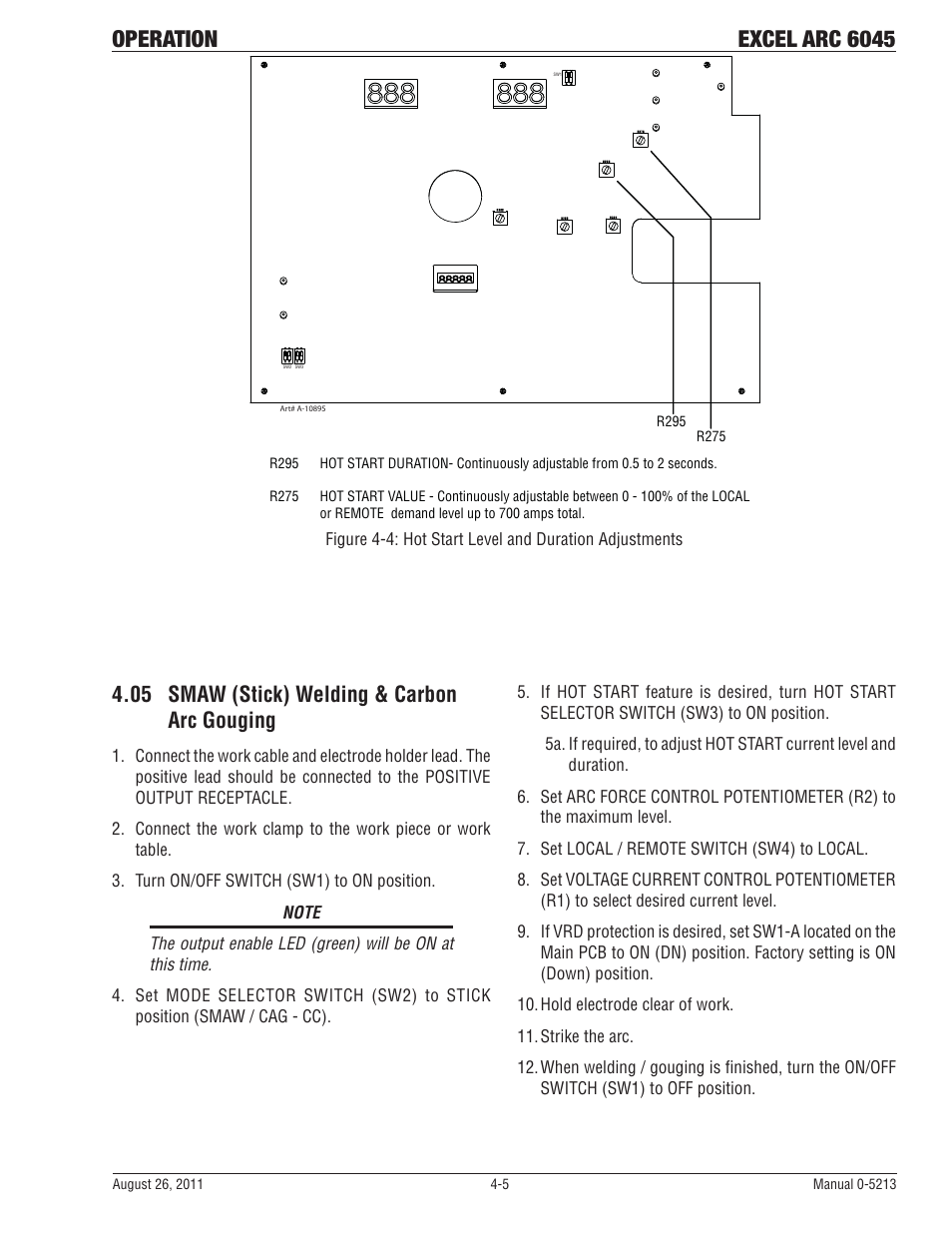 05 smaw (stick) welding & carbon arc gouging, Operation excel arc 6045 | Tweco 6045 Excel Arc User Manual | Page 31 / 48