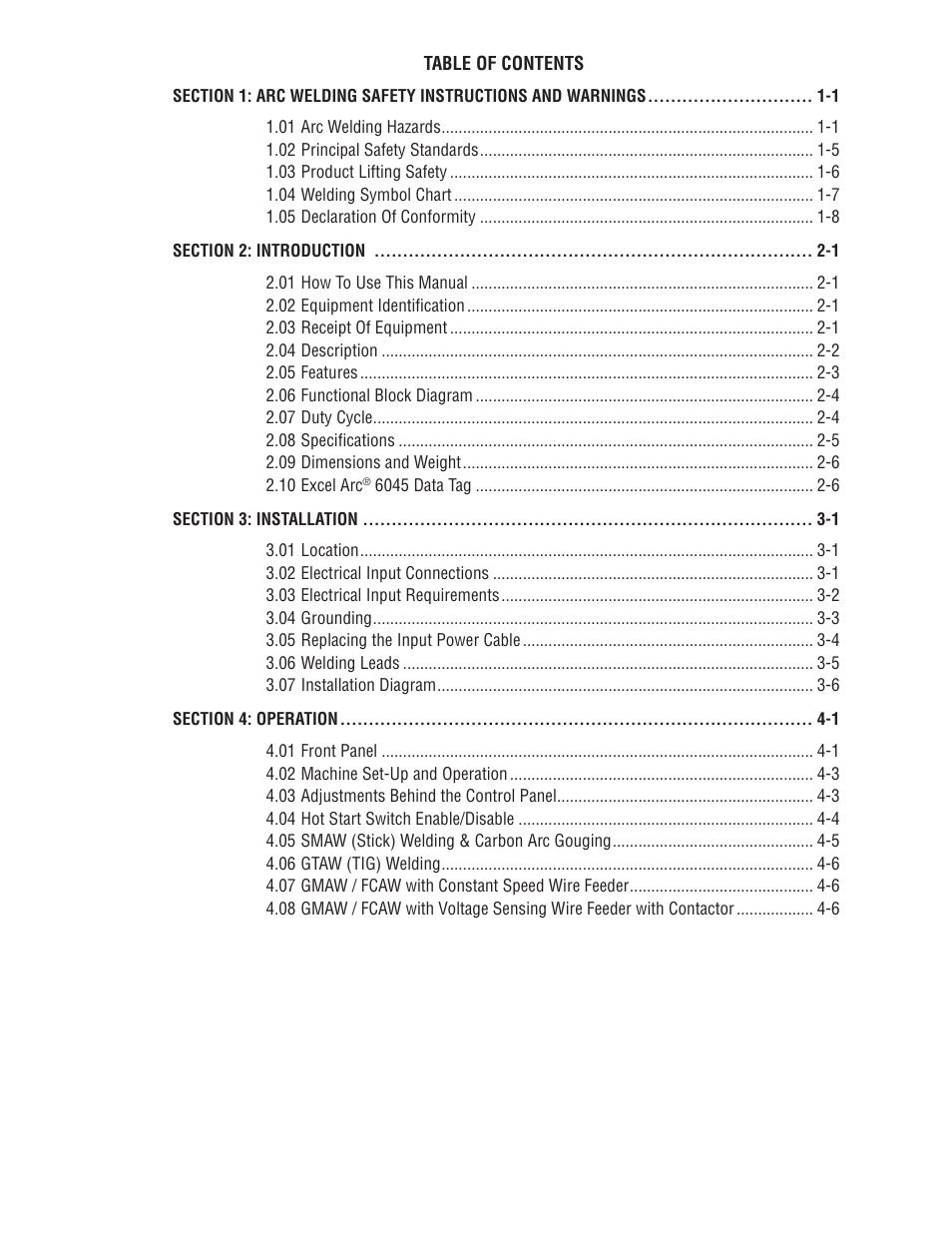 Tweco 6045 Excel Arc User Manual | Page 4 / 48