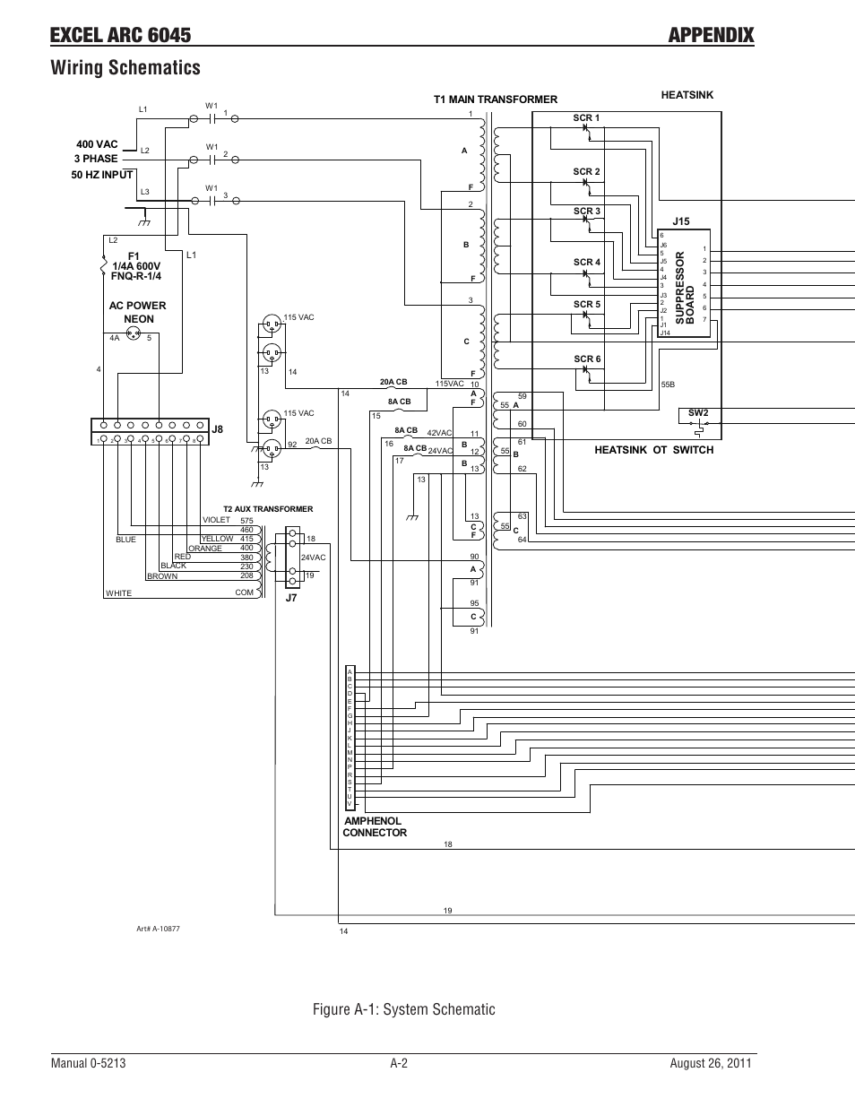 Wiring schematics, Excel arc 6045 appendix, Figure a-1: system schematic | Tweco 6045 Excel Arc User Manual | Page 40 / 48