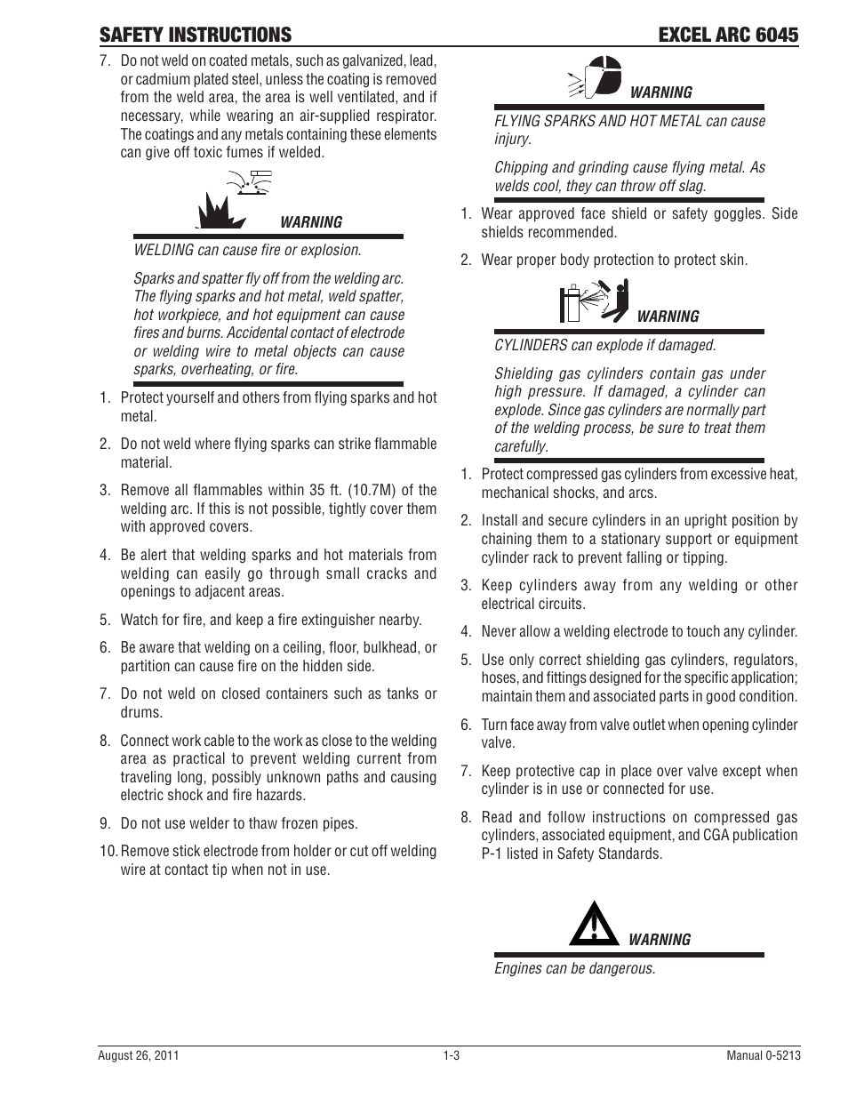 Safety instructions excel arc 6045 | Tweco 6045 Excel Arc User Manual | Page 9 / 48