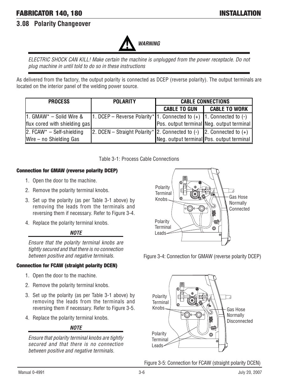 08 polarity changeover, 08 polarity changeover -6 | Tweco 180 Portable MIG User Manual | Page 30 / 68