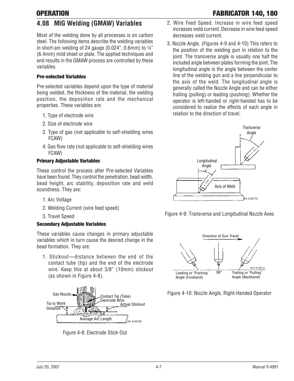 08 mig welding (gmaw) variables, 08 mig welding (gmaw) variables -7 | Tweco 180 Portable MIG User Manual | Page 43 / 68