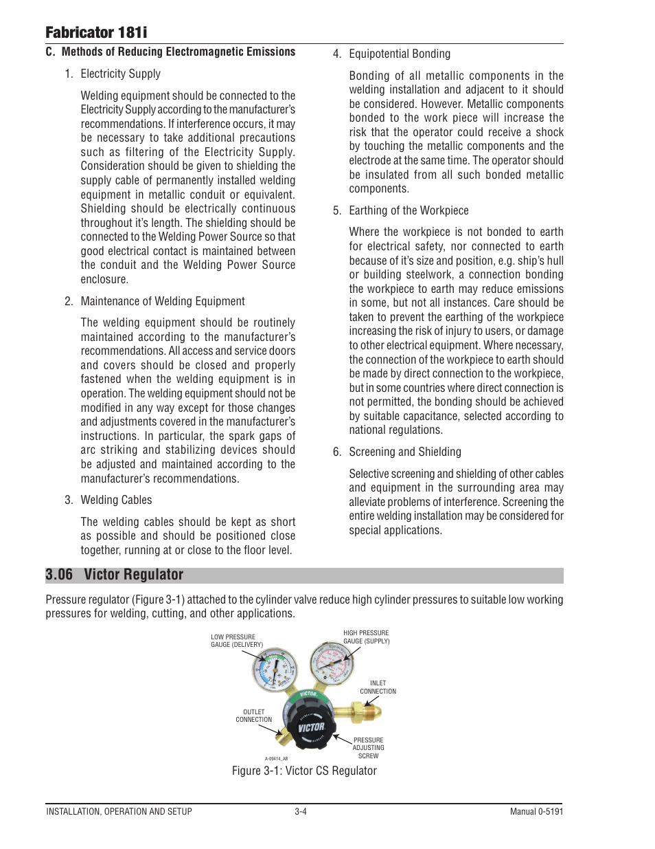 06 victor regulator, Victor regulator -4, Fabricator 181i | Tweco 181i Thermal Arc Fabricator User Manual | Page 34 / 96