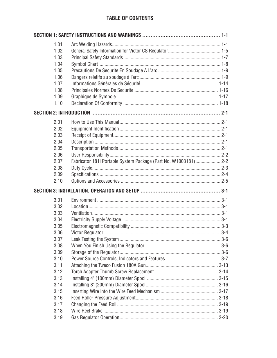Tweco 181i Thermal Arc Fabricator User Manual | Page 4 / 96