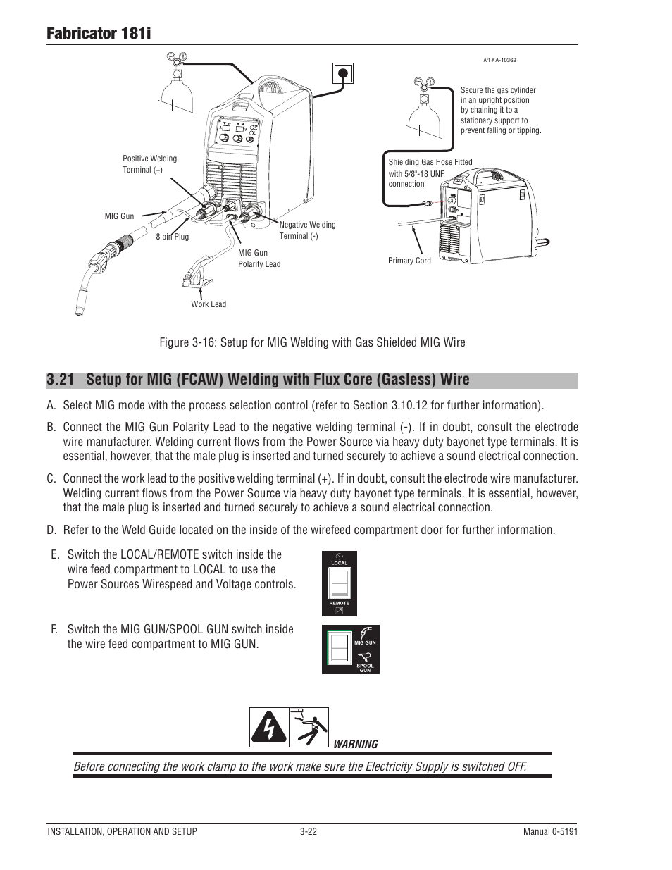 Fabricator 181i | Tweco 181i Thermal Arc Fabricator User Manual | Page 52 / 96