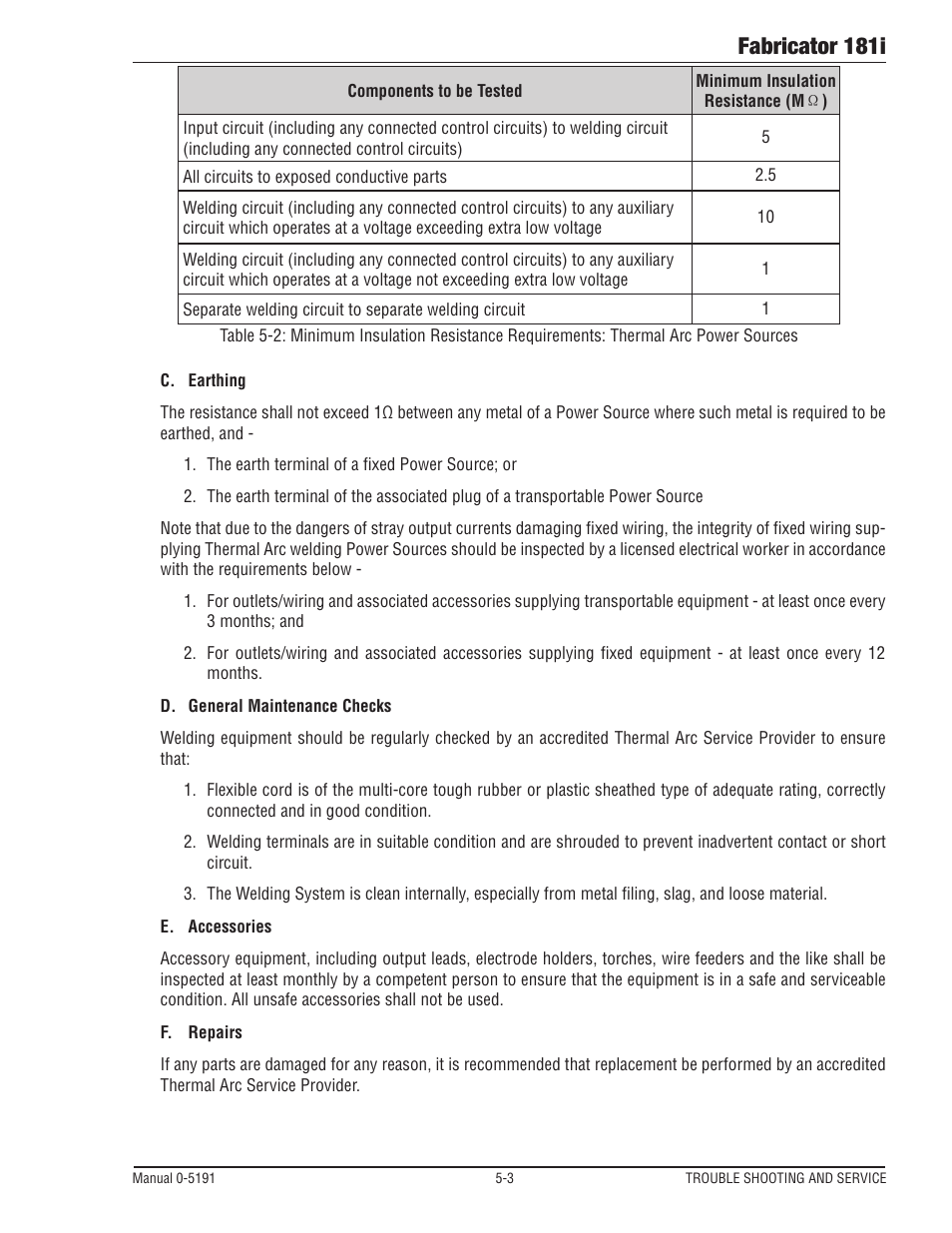 Fabricator 181i | Tweco 181i Thermal Arc Fabricator User Manual | Page 85 / 96