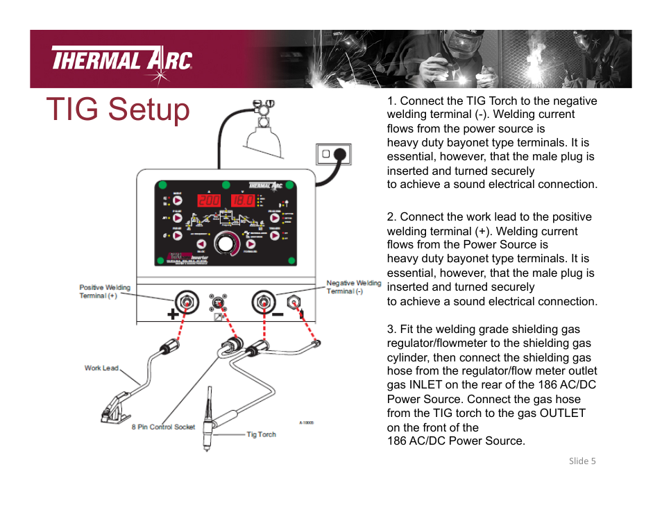 Tig setup | Tweco 186 AC/DC Thermal Arc User Manual | Page 5 / 16