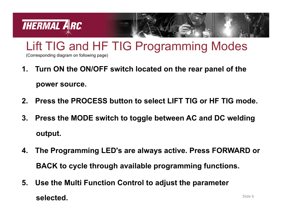 Lift tig and hf tig programming modes | Tweco 186 AC/DC Thermal Arc User Manual | Page 6 / 16