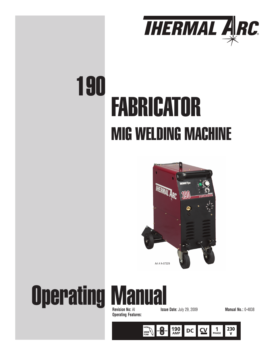 Tweco 190 MIG Thermal Arc Fabricator User Manual | 64 pages