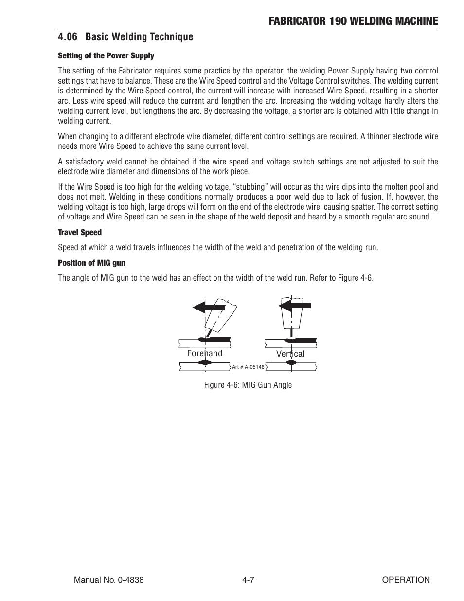 06 basic welding technique, 06 basic welding technique -7, Fabricator 190 welding machine | Tweco 190 MIG Thermal Arc Fabricator User Manual | Page 43 / 64