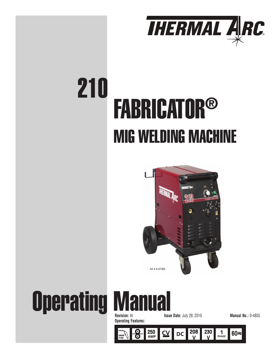 Tweco 210 MIG Thermal Arc Fabricator User Manual | 72 pages