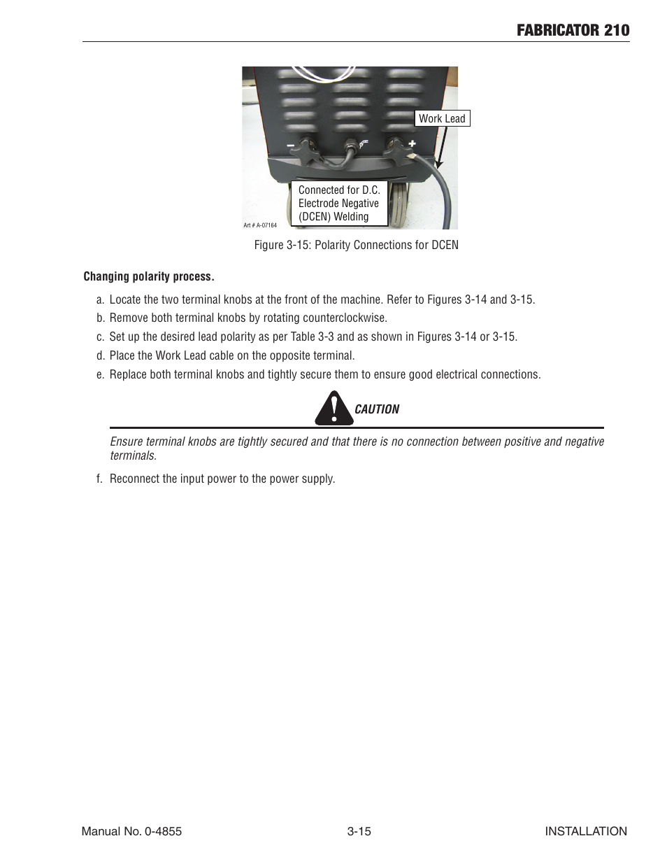 Fabricator 210 | Tweco 210 MIG Thermal Arc Fabricator User Manual | Page 37 / 72